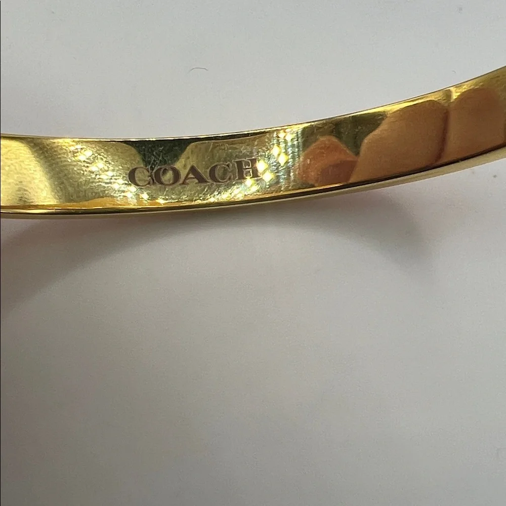 043. Pink Enamel and Gold Logo Bracelet With Box 6 3/4”